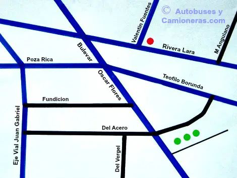 Mapa con Ubicación del Hotel más CERCANO a la Terminal de Autobuses de Ciudad Juárez, Chihuahua, México.