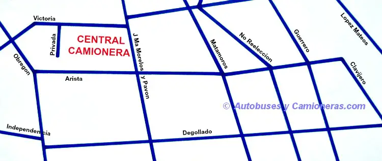 Mapa con ubicación de la Central de Autobuses de Cuernavaca, Morelos, México.